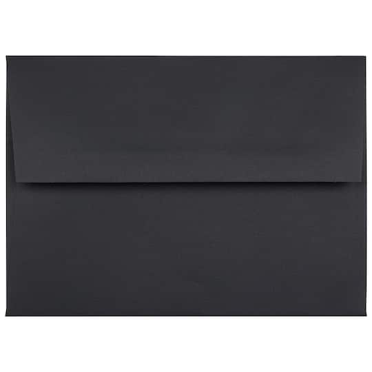 JAM Paper A7 Black Linen Silver Foil Lined Invitation Envelopes